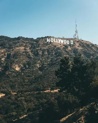 a hollywood sign on top of a mountain at Hollywood Home in Los Angeles