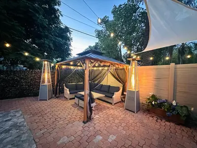 a gazebo with a couch and a tent at Echo House in Los Angeles