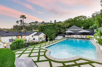 a swimming pool in the backyard of a house at Villa Incanto in Los Angeles