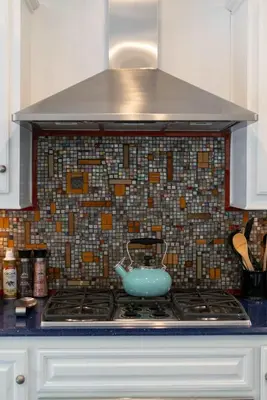 a stove top with a blue bowl on top of it at New Listing Burbank Bungalow by Colby&Conrad in Los Angeles