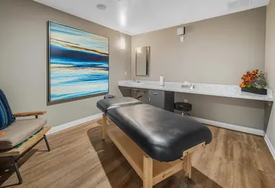a therapy room with a bench and a table at Marina Escape 2BR Townhouse with FREE PARKING in Los Angeles