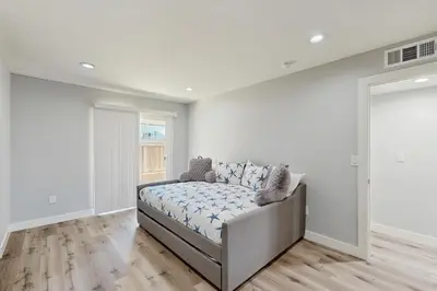 a bedroom with a bed in a room at Seaspray at Anacapa View in Port Hueneme