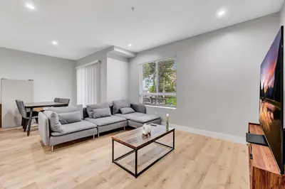 a living room with a couch and a table at 546 Havard in Los Angeles