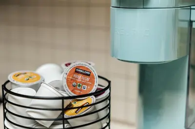 a container filled with food next to a refrigerator at Palm & Vine MODERN COZY LOFT in HOLLYWOOD, FREE Parking in Los Angeles