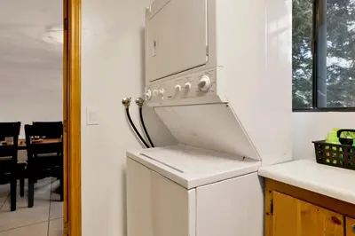 a white washer and dryer in a kitchen at Quiet Cabin #564 in Big Bear Lake