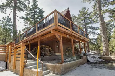 a house under construction with a deck at Castle Rock Cabin #2 in Big Bear Lake