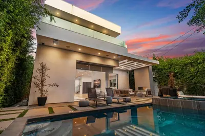 a house with a swimming pool in front of it at Laurel K Villa in Los Angeles