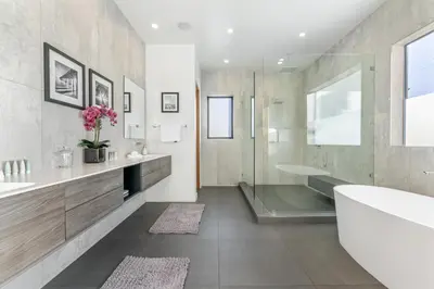 a bathroom with a tub and a sink at Laurel K Villa in Los Angeles