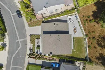 an overhead view of a building next to a street at The Dona Modern in Los Angeles