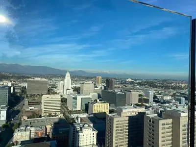 a view of a city from the top of a building at Luxury 1 Bedroom vacation Home in Downtown LA in Los Angeles