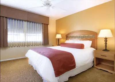 a bedroom with a large bed and a window at Dolphin's Cove in Anaheim