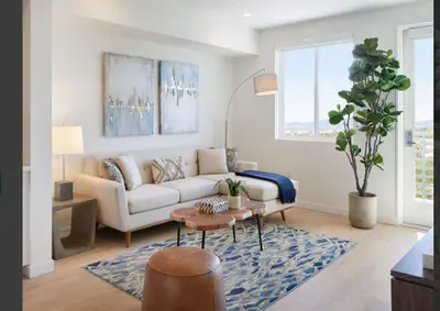 a living room with a couch and a table at LAX 1 Bed Luxe with FREE PARKING in Los Angeles