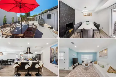 a collage of photos of a house at 4BR Escape - Mtn Views Private BBQ in Thousand Oaks