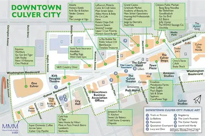 a map of the downtown cuverville city at Cheerful house with EV, Parking & backyard in Los Angeles