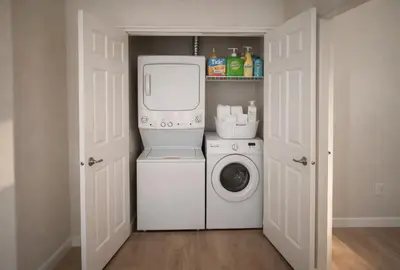 a laundry room with a washer and dryer at Marina Del Rey Luxe 2-Bedroom & 1-Bedroom - Hot Tub, Pool Table, Grill & Cinema Projector in Marina del Rey