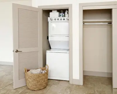a kitchen with a white stove and a microwave at Marina Del Rey Luxe 2-Bedroom & 1-Bedroom - Hot Tub, Pool Table, Grill & Cinema Projector in Marina del Rey