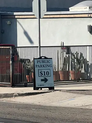 a sign sitting on the side of a street at Beautiful Venice Beach in Los Angeles