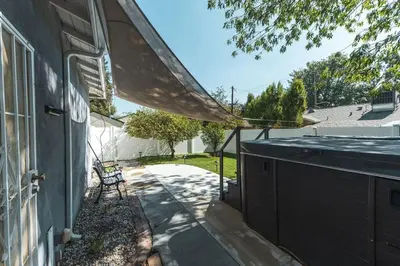 a porch of a house with a ramp leading up to it at Welcoming Claremont Studio With Private Yard and Pool Spa in Claremont