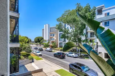 a view from a window of a street with cars at Heart of La, Walk to everything!! in Los Angeles