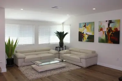 a living room with two couches and a coffee table at Newly Renovated La Habra 3bed 2 Bath in La Habra