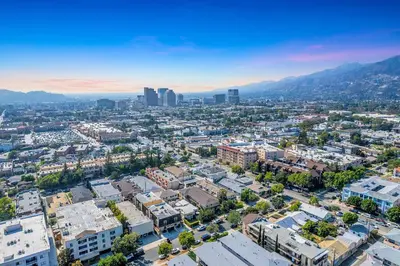 an aerial view of a city with buildings at Unwind in Spacious 2BR Apt Sleeps 6 with Parking in Glendale