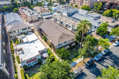 an overhead view of a city with houses and cars at Luxury 3BR Condo Near Americana and Galleria in Glendale