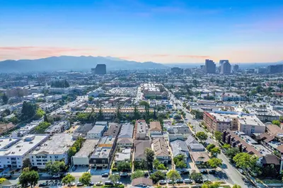 an aerial view of a city with buildings at Relax in Spacious 3BR Apt Sleeps 8 and Parking in Glendale