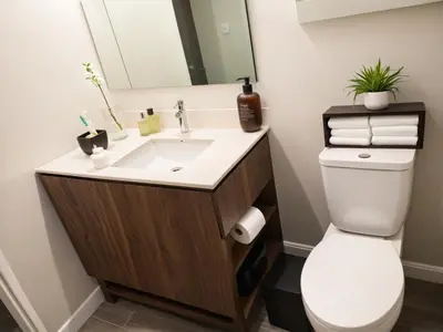 a bathroom with a sink and a toilet at 3 bedroom Home Casa Serenity Central Los Angeles in Los Angeles