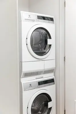 two washers and a dryer in a refrigerator at High End Hotel Style 2B apartment with two balconies in Los Angeles