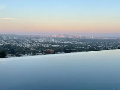 a view of a city from the top of a building at Hollywood Hills Glass Cabin-Skyline view -Floor to Ceiling Windows in Los Angeles