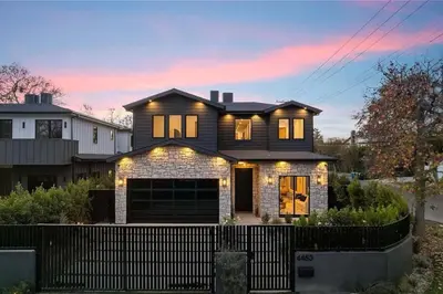 a house with lights on the front of it at Stunning 5BR in Studio City W. Pool, and Jacuzzi in Los Angeles