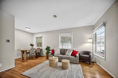 a living room with a couch and a table at Luxury Cozy 2BR 1BA near LAX, LMU, SoFi Stadium, Beach in Los Angeles