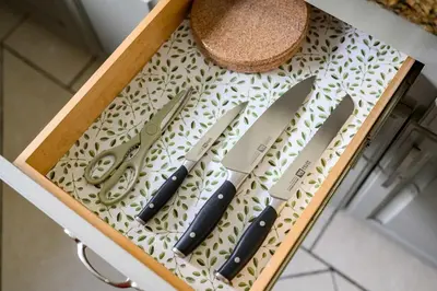 a wooden box with knives and other kitchen utensils at Premium Queen Room Private Ensuite Bright in Norwalk