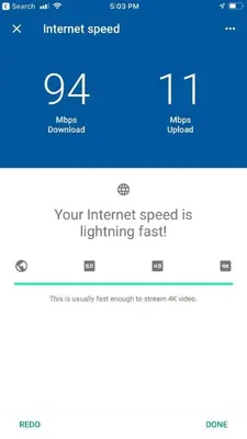 a screenshot of the internet speed app on a cell phone at Modern 1 Bedroom Hollywood Apartment Near Larchmont Village Walk of Fame and Studios in Los Angeles