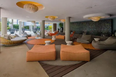 a lobby with couches and chairs in a building at Marina del Rey 2BR w Pool Gym nr beach LAX-636 in Los Angeles