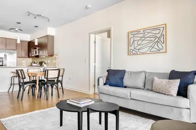 a living room with a couch and a table at Marina del Rey 2BR w Pool Gym nr beach LAX-636 in Los Angeles