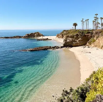 a sandy beach with palm trees and the ocean at Private Apt with Queen bed in great neighborhood in Los Angeles