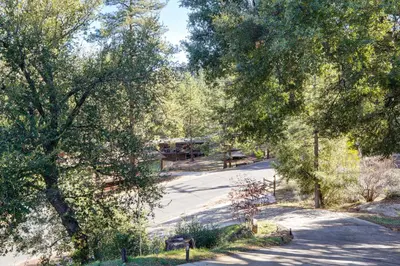 an overhead view of a road with trees at PMC Mountainside Cabin Hit the Trails, Play Pool! in Pine Mountain Club