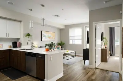 a kitchen with a sink and a counter top at The Belladonna at Main Place - Disney Gift Card! in Orange