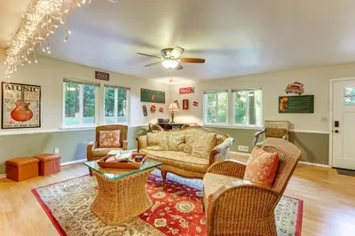 a living room with a couch and chairs at Quiet Home Less Than 1 Mi to Lake Gregory and Dtwn Crestline in Crestline