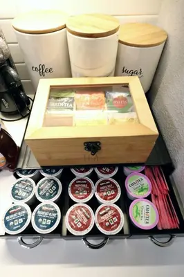 a wooden box filled with different types of food at 2 KING BED LUXURY WALK to BEACH, PIER & PROMENADE in Los Angeles