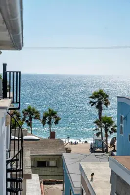 a view of the ocean from a building at Moonstone Beach House Oceanview Luxe Retreat in Manhattan Beach