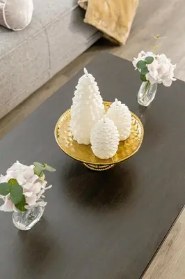 two cakes on a gold plate on a table at Oneluxstay Near Redondo Beach in Redondo Beach