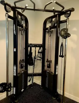 a gym with several equipment in a room at A Tranquil Retreat in Tarzana CA in Tarzana