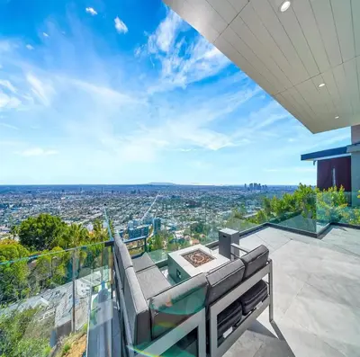 a view of a city from the balcony of a house at Skyview Estate in Los Angeles