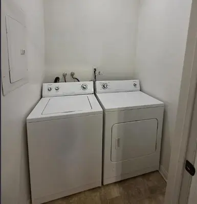 a white washer and dryer in a room at Woodland Oasis 2BR With FREE PARKING in Canoga Park