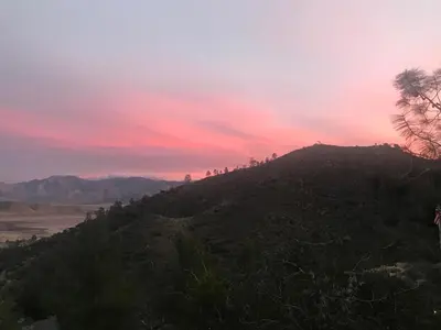 a view of a hill with a sunset at Camp David in Wofford Heights