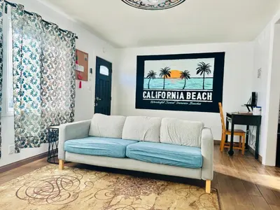 a living room with a couch and a table at Asian Food Galler Single house in San Gabriel