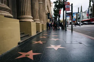 a sidewalk with stars painted on the ground at Charming Studio in the Heart of Hollywood in Los Angeles