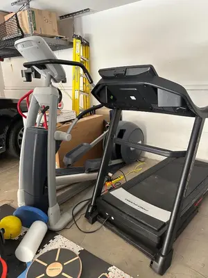 a room with a treadmill in a garage at Phenomenal King, Air, Rooftop Deck, Walk to Beach in Hermosa Beach